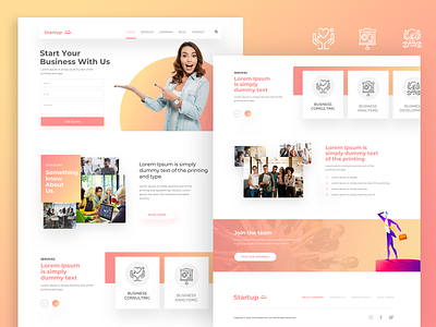 Start up landing page design landing oage ui