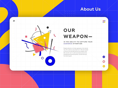 31 — About Us Screen animation bauhaus branding company design illustration interface kandunsky portfolio promo site studio ui ux vector