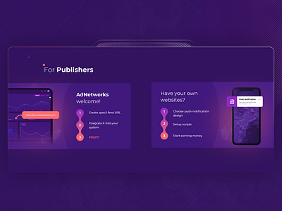 For Advertisers — InPusher concept creative dark design geometric graphic homepage interface landing page layout menu redesign shadow site web