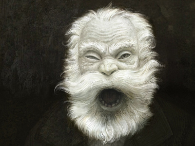 Old Man bearded man character dark drawing horror illustration portrait santa claus texture
