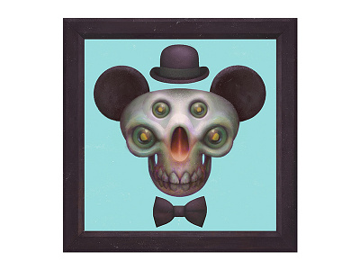 Gentleman bow bowler frame gentleman hat illustration skull square tie