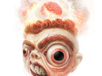 Mind Blown bomb brain character drawing explosion illustration portrait