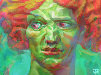 David ginger green hair illustration look portrait surreal