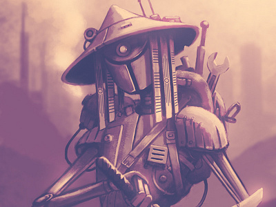 Ramshackle Robot Samurai art digital fischer illustration julian robot samurai