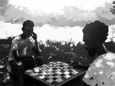 Checkers - A Value Study black and white checkers fischer illustration julian values