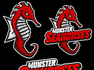 Munster Seahorses Swim Team Logo branding design illustration logo typography vector