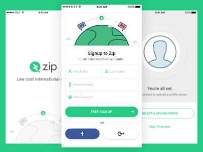 ZipCall Onboarding call clean illustration minimalistic onboarding profile signup ui ux