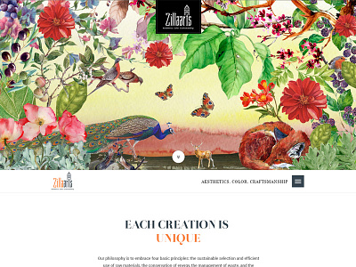Rugs website - Zilla Arts clean creativity handloom typography ui ux water color web