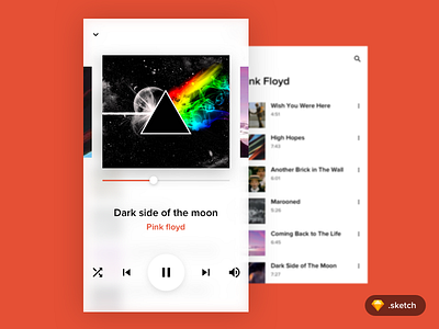 Music player clean ios minimalistic music pink floyd player ui ux