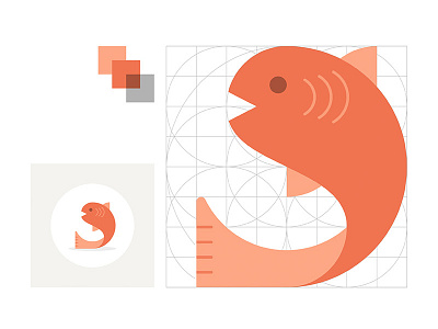 Fishy grid icon illustrator vector