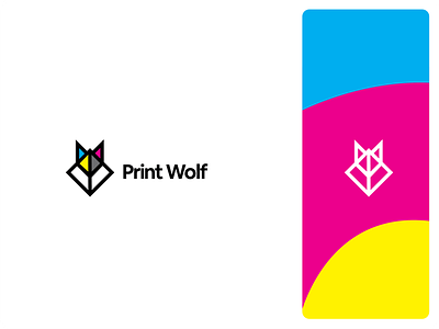 Print Wolf abstract branding branding design cmyk geometric logo logo design logodesign print wolf