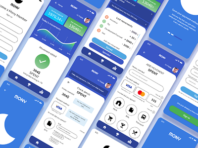 Mony app, saving app app design minimal ui ux vector