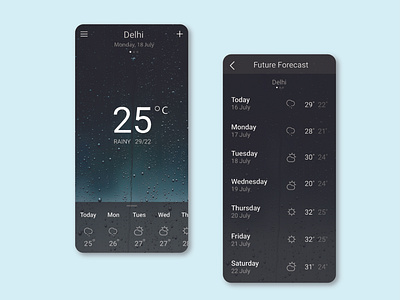 Weather App app branding design illustration illustrator minimal ui ui ux ui design ui kit uiux ux design vector weather weather app weather forecast weather icon