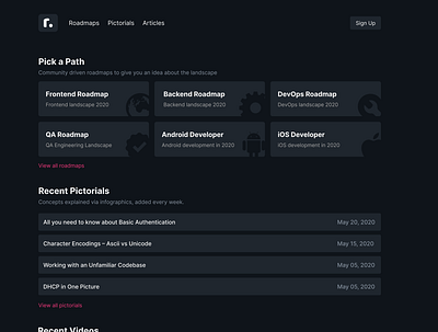 roadmap.sh – dark mode dark ui design ux webdesign website