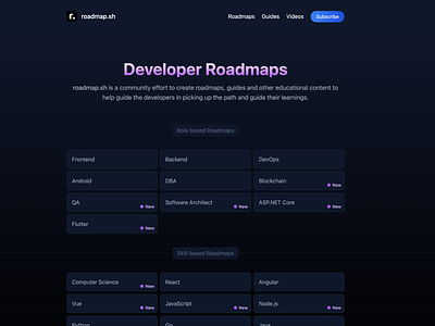 Next version of Roadmap.sh dark ui design ui ux webdesign webs website