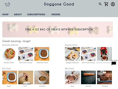 Dog Food Subscription Site Homepage design ui ux