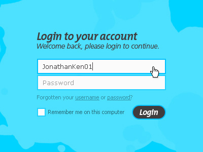 Login blue bright login password user