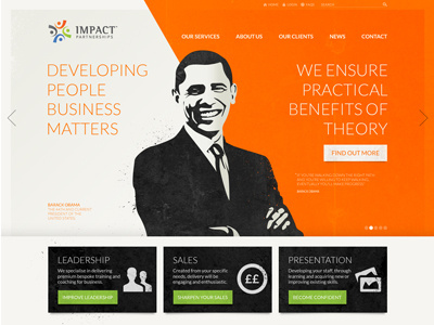 Design progress Impact business design obama orange website world leader
