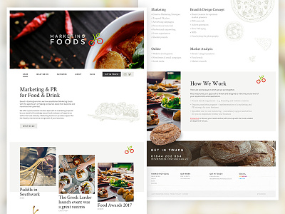 Marketing Foods Redesign blog brand drink food food and drink illustration marketing marketing foods redesign user experience website wordpress