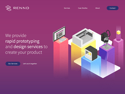 Rennd Concept brand concept homepage illustration interface prototype purple user experience uxui web design website