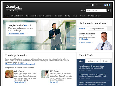 Cranfield business cranfield dark hub interface management portal school university web design website