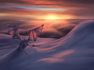 Dragon everywhere artwork background character concept dragon drawing illustration landscape nature painting procreate skyscraper snow sunrise