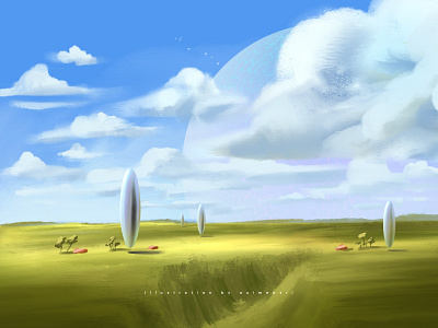 Arrived background character concept illustration landscape scifi sky cloud