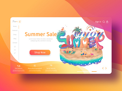 Everyone enjoy in summer beach art beach cake character concept design holiday illustration island paper relax sale sea summer travel tropical vacation view webdesign website