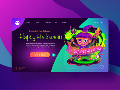 illustration of happy halloween for landing page cartoon character concept design halloween illustration scary trick or treat uidesign web web design witch