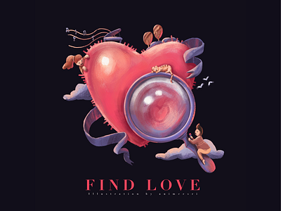 Find Love cartoon concept design heart illustration love procreate