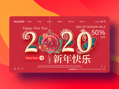 illustration of Chinese day for happy new year 2020