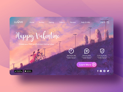 Couple cycling on road in sunset sky artwork background cartoon character concept couple cycling illustration landscape love procreate romantic sky sunset valentine day web design