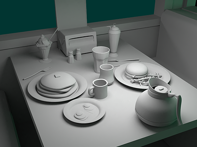Diner Dinner 3d modeling 3d render autodesk maya diner food