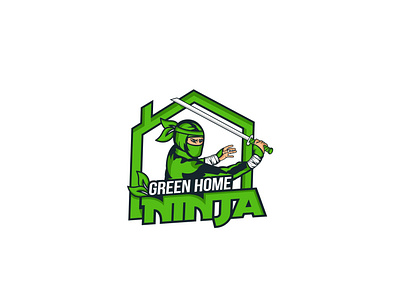 Green Home Ninja design logo vector