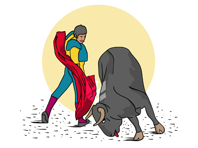 matador in cartoon flat illustration