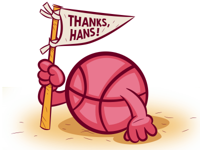 Thanks Hans van Wijk! ball cartoon flag hand drawn pennant pink thanks
