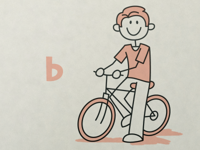 "b" is for... alphabet b bicycle bike stick figure