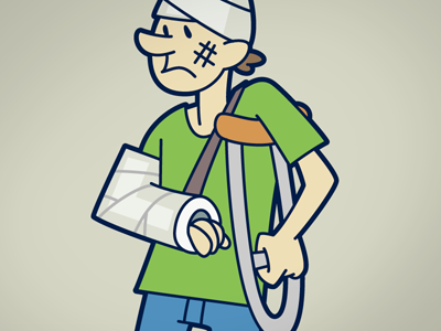 Broken Arm bandages cast crutches illustration injury