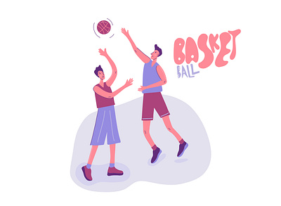 Basketball players in action ball basketball character design flat game illustration lettering mans people player tournament vector