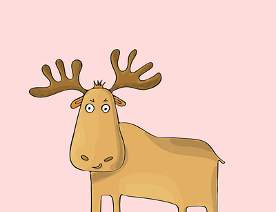 Elk funny cute cartoon character animal illustration cartoon character children book illustration cute design elk flat funny illustration vector wild