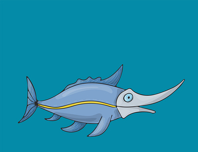 Xiphias funny cartoon vector character abc character children book illustration cute design fish flat funny illustration sea vector xiphias