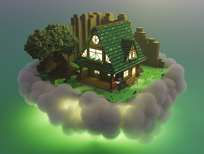 Elysian Woods 3d 3dart 3dartist graphicdesign illustration magicavoxel pixel art pixelart voxel art voxelart