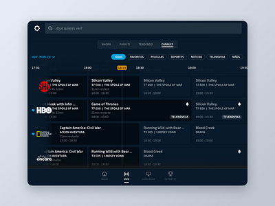 DirecTV Go // TV Guide live tv media sketch tablet tv guide ui ux visual design