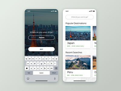 Travel Budget Concept budget design destination handset interface japan phone app search travel ui ux