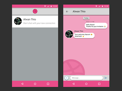 Dribble Chat app design first design first post illustration invite ui ux