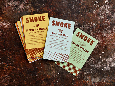 Smoke barbecue bbq branding business card card french paper halftone louisiana paper print restaurant smoke