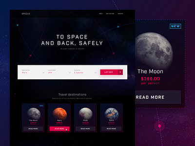 SPACED Concept Homepage future homepage interface mars moon planet space spaced spacedchallenge travel