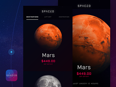 SPACED Concept App app future interface mars moon planet space spaced spacedchallenge travel