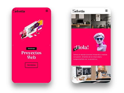 Versión móvil - sitio web Helvetia Studio ui ux web design