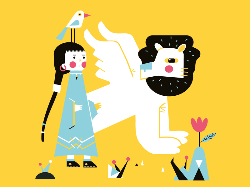 The Girl With The Flying Lion By Jamie Oliver Aspinall On Dribbble